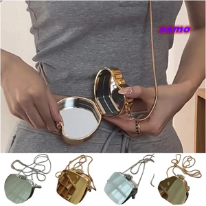 Túi xích kim loại SAMO, Túi dạ hội bề mặt gương bạc vàng, Đạo cụ ảnh sáng tạo Dây chuyền kim loại Túi đeo chéo Mini đa hình dạng Tiệc tối