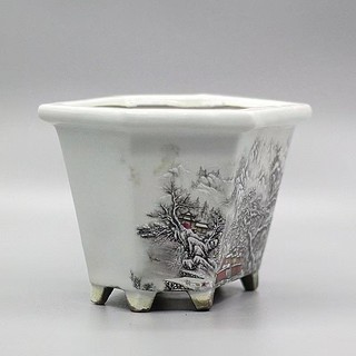 Giá Rẻ Seckill Cộng Hòa Trung Quốc Pastel Tuyết Phong Cảnh Lục Giác Hoa Sứ Cổ Trang Trí Nhà Cửa Cây Cảnh Cổ Cổ Cổ Bộ Sưu Tập Hàng Cũ Hàng Cũ Hàng Cũ