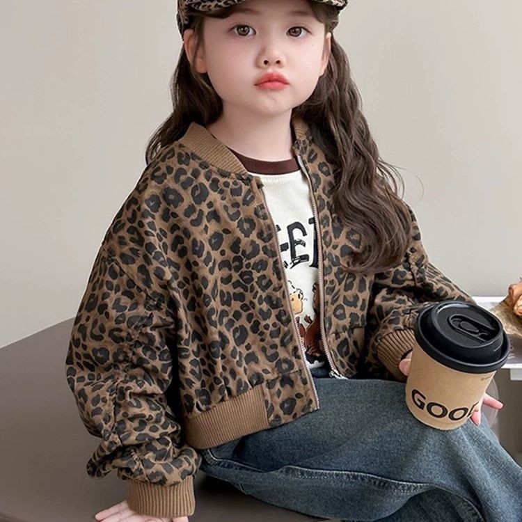 Phong Cách Công Chúa Cô Gái Phong Cách Hàn Quốc Phong Cách Mới Trung Nhỏ Trẻ Em Phong Cách Phương Tây Da Báo In Áo Khoác Bé Gái Thời Trang Thu Đông Phong Cách Thời Trang