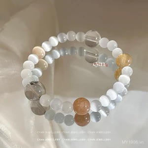Vòng tay opal trong suốt màu trắng, năng lượng mặt trời - Chính hãng từ Trung Quốc
