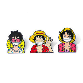 3 Cái / bộ Hoạt Hình Anime Một Mảnh Kim Loại Huy Hiệu Luffy Hợp Kim Dầu Nhỏ Giọt Thổ Cẩm Ba Lô Mũ Trang Trí Pin