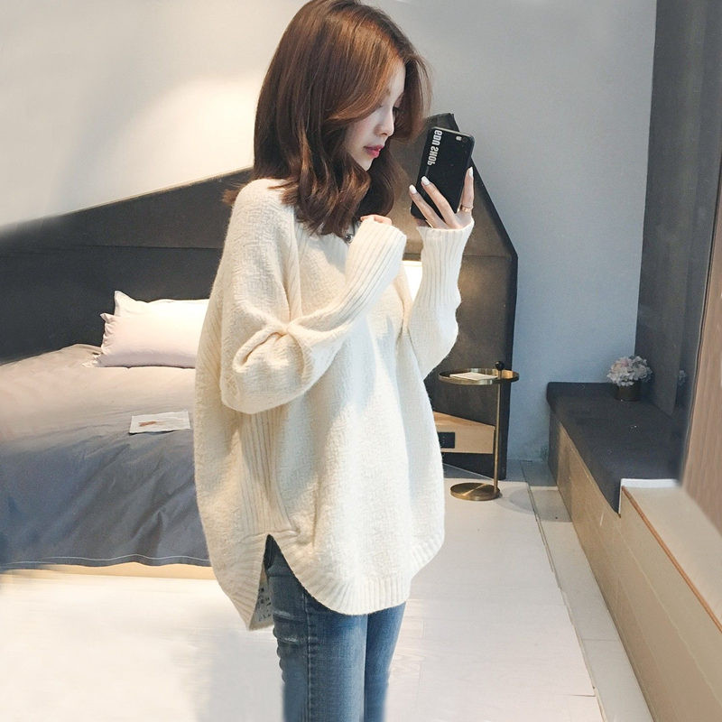 Áo sơ mi dệt kim cổ thấp cho bà bầu mùa thu