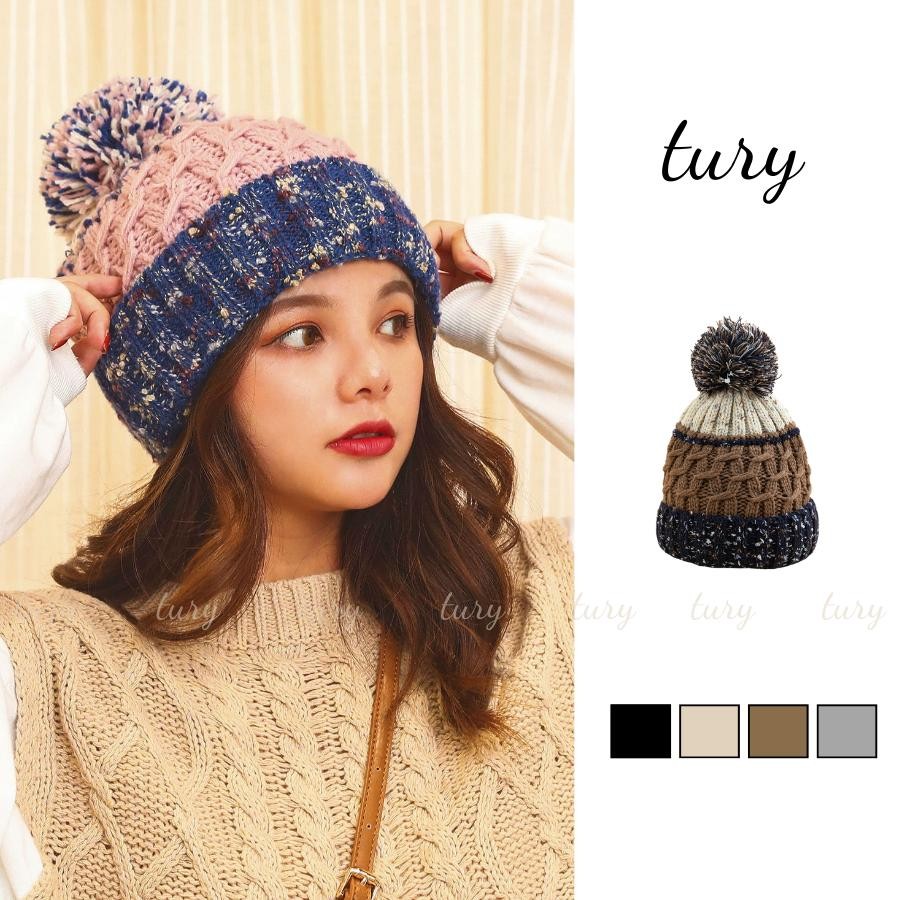 Nón Len Unisex Nam Nữ - Tury - Mũ Len Phối 2 Màu Dệt Kim Kim Tuyến - NL024