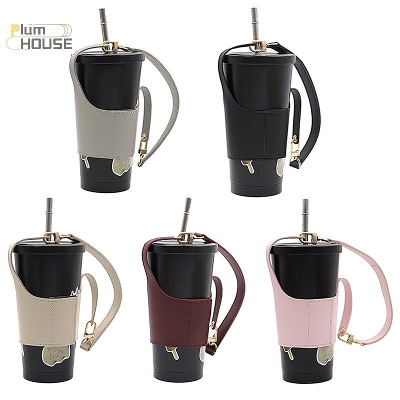 PlumHOUSE Da Cốc Bao Túi Di Động Bình Nước Tay Túi Da Mang Dây Đeo Cách Nhiệt Trà Sữa Cà Phê Phụ Kiện VN