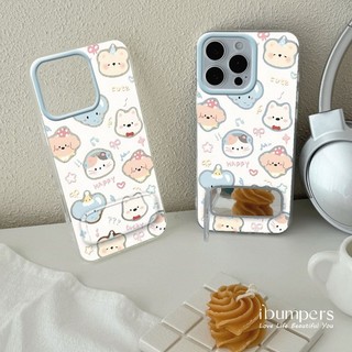 ibumpers Ốp Điện Thoại iPhone Họa Tiết Hoạt Hình Chó Dễ Thương Có Giá Đỡ Gương Trang Điểm Gấp Cho Iphone 11 12 13 14 15 16 Pro Max