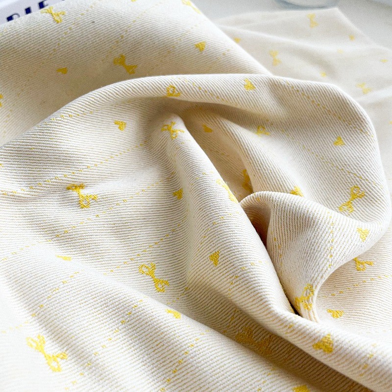 Nơ Tình Yêu Jacquard từ denim nhuộm polyester cotton, phù hợp làm phụ kiện handmade cho quần áo và hành lý, 0.5 mét