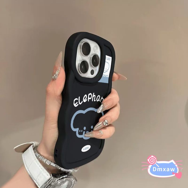 Ốp Điện Thoại Simple Line Elephant 3D Wave Matte Cho Samsung Galaxy M35 S25 S24 S23 Plus S22 Ultra S21 S20 FE + 5G 4G Vỏ Màu Trơn Hoạt Hình Dễ Thương Ốp Lưng Mềm Chống Sốc