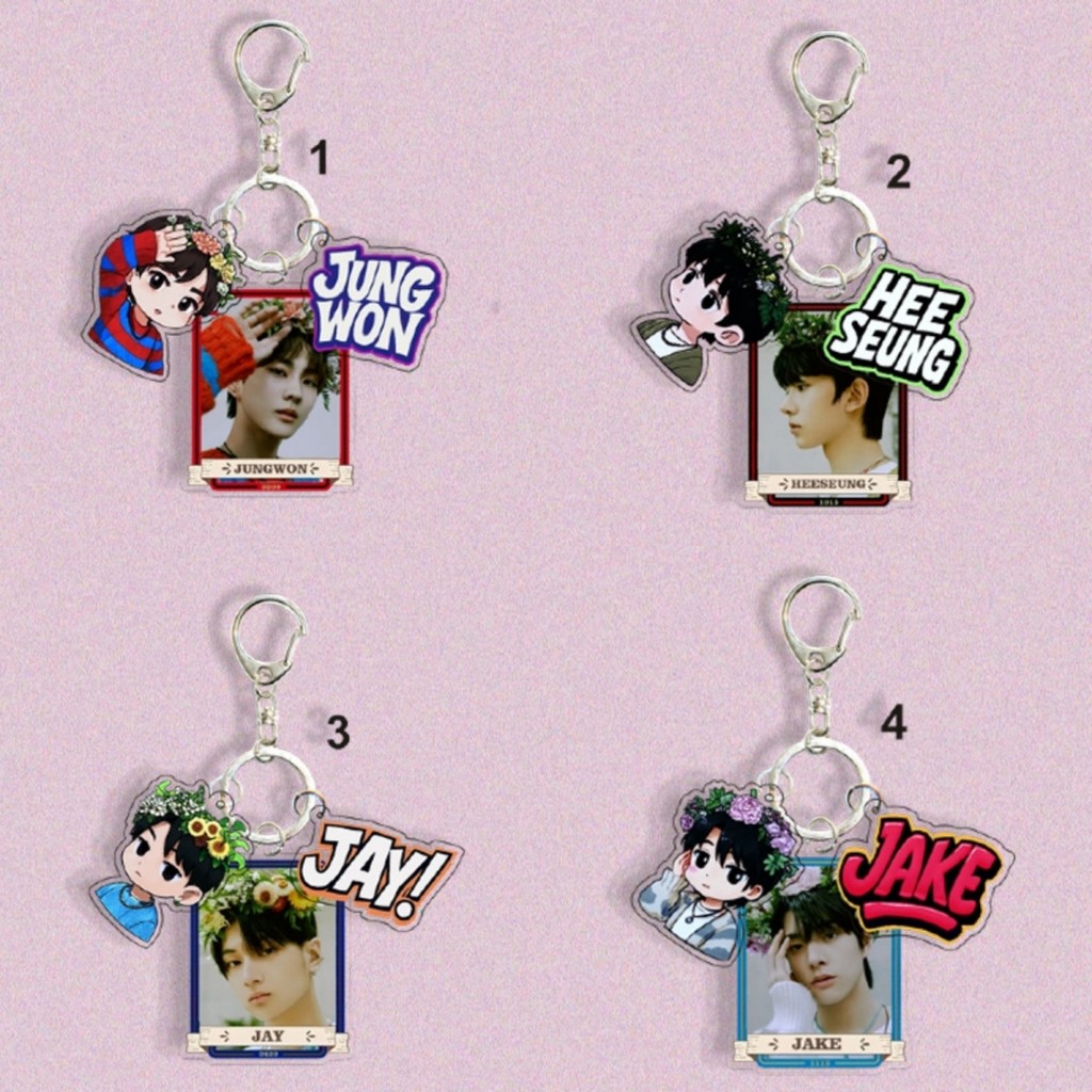 EN ROMANCE UNTOLD Daydream Móc khóa Acrylic trong suốt JUNGWON HEESEUNG Móc khóa JAY Trâm cài Móc chìa khóa JAKE SUNOO NI-KI Treo nhẫn chìa khóa thần tượng YM