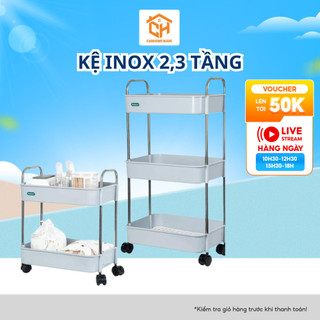 Kệ Inox Hokori 2-3 Tầng Chữ Nhật – Kệ Đa Năng Đựng Gia Vị, Mỹ Phẩm, Nhà Bếp, Nhà Tắm