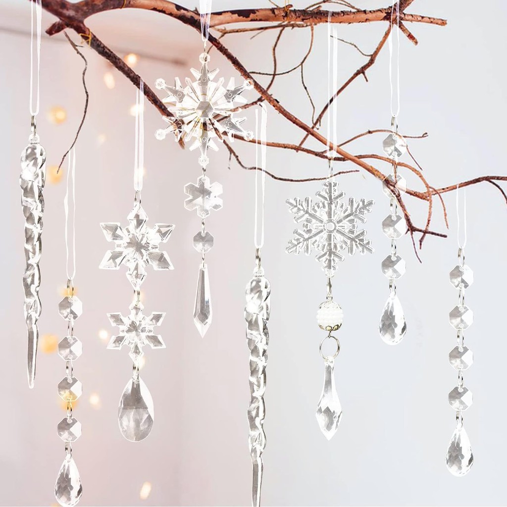 5 / 10 / 18 Cái / bộ Cây Giáng Sinh Trang Trí Treo Acrylic Pha Lê Trang Trí Icicle Giọt Nước