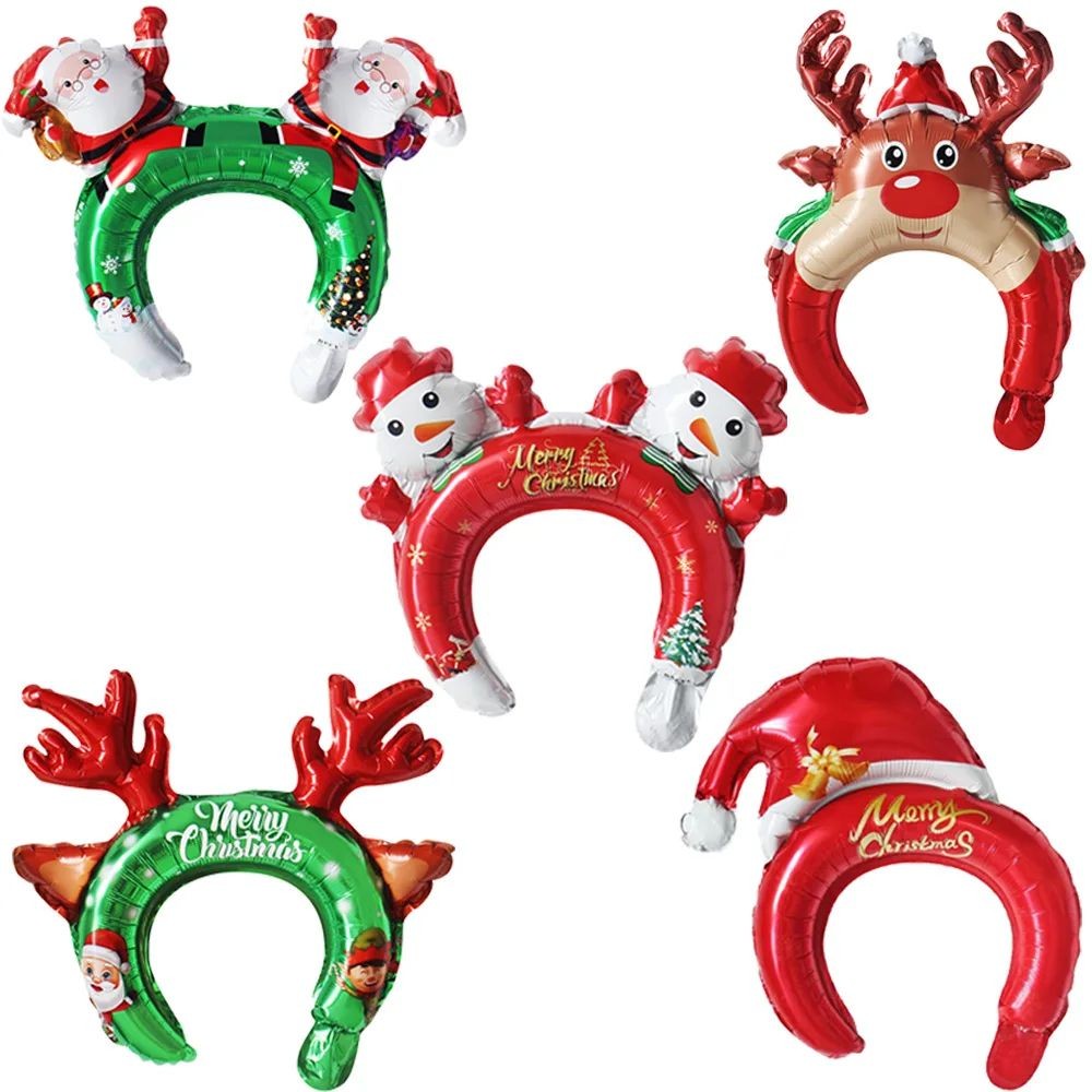 5 / 10 Chiếc Giáng Sinh Băng Đô Bóng Hoạt Hình Ông Già Noel Mũ Giáng Sinh Nhôm Phim Bóng Đồ Chơi Trẻ Em