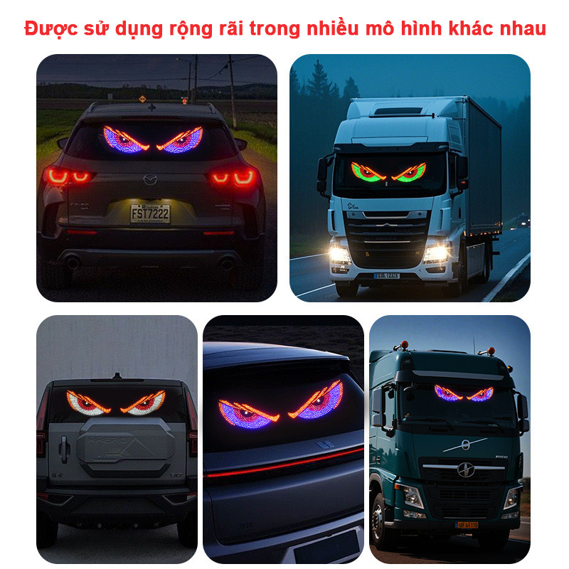 Đèn Mắt Quỷ Xe Tải, Đèn LED 5V USB Đa Năng Cho Ô Tô, Hiệu Ứng Hoạt Hình Trang Trí Kính Chắn Gió