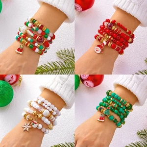 Cây Giáng Sinh dễ thương với người tuyết chuông hợp kim, mặt dây chuyền và vòng tay pha lê