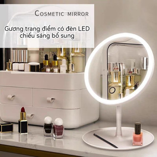 Gương trang điểm LED để bàn lấp đầy ánh sáng 360°Đèn vòng có thể sạc lại Ánh sáng mềm Bảo vệ mắt Gương HD