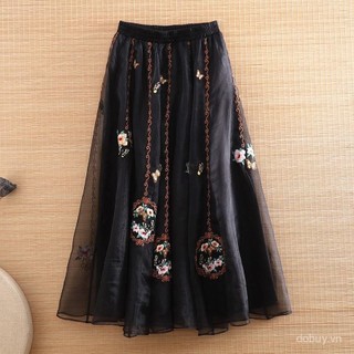 Mẫu mới nửa đầm chữ A phong cách Trung Hoa retro, thêu thủ công cầu kỳ, phù hợp mặc mùa hè
