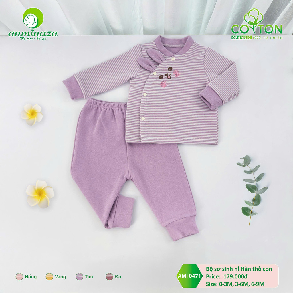 Bộ Nỉ Sơ Sinh Bé Gái 1 Lớp Siêu Nhẹ Mềm Mại Ấm Áp - Hàng Chính Hãng AMI0471