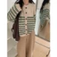 Áo len cardigan dài tay phối họa tiết kẻ sọc chất liệu len mềm mịn hàng QCCC XIMIMI SP390