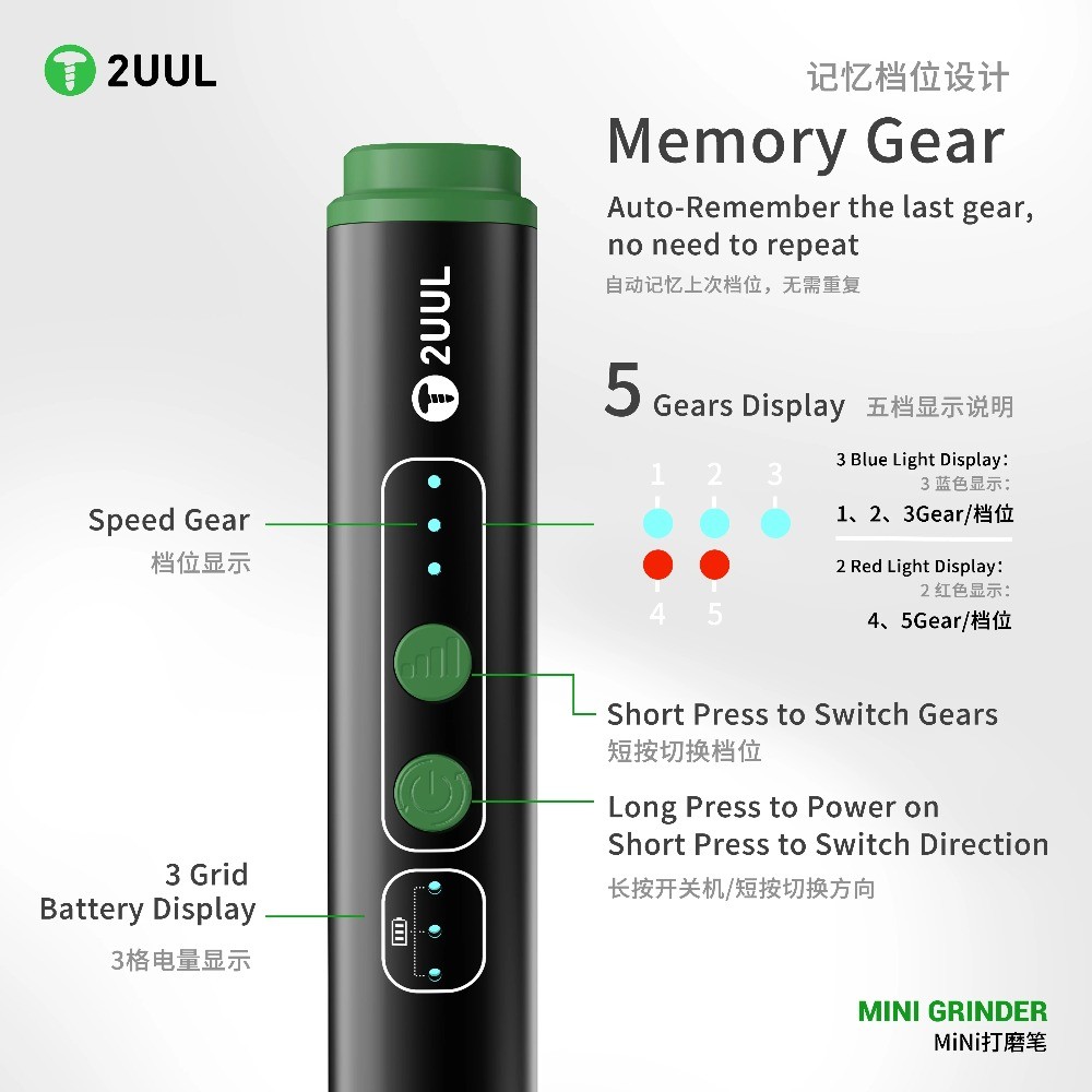 2UUL DA86 MINI GRINDER Khắc Bút Có Pin Không Dây Dụng Cụ Quay U8 Khoan Cho Điện Thoại Di Động Bảng Kính DIY Bộ Sửa Chữa