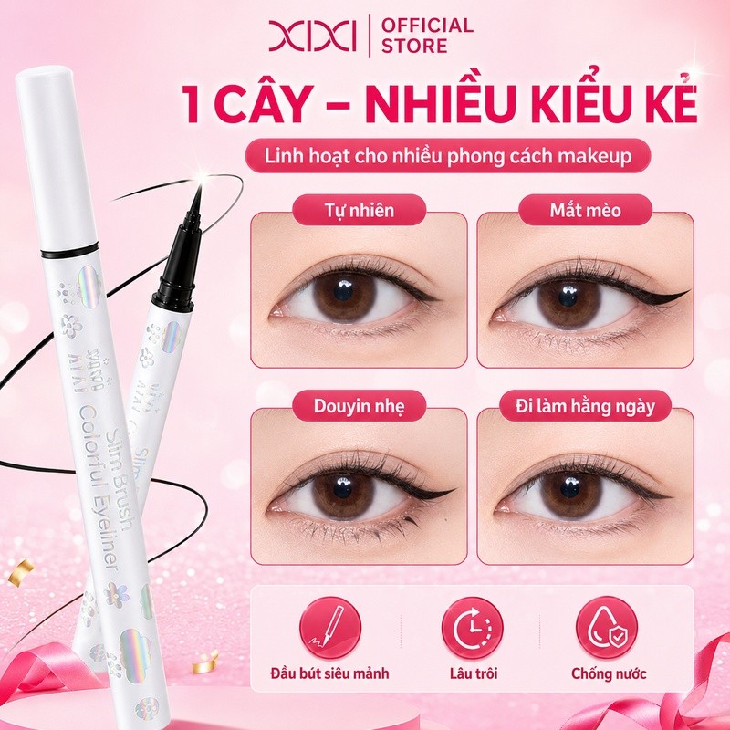 Xixi Kẻ Mắt Nước Nét Mảnh Lên Màu Đậm Chuẩn Không Lem Trôi Dễ Dùng Tạo Đường Viền Tự Nhiên D264