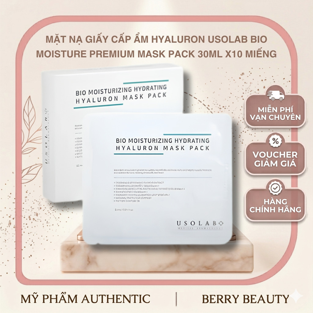 [HÀNG CÔNG TY] Mặt Nạ Hyaluronic Cấp Nước Tức Thì USOLAB Bio Moisture Hyaluron Premium Mask Pack 30ml