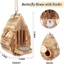 QEARY Wood Butterfly Bee House, Rustic Teardrop Hình Treo Bướm Ăn, Cửa Sau Chịu Thời Tiết Mở Nơi Trú ẩn Tự Nhiên Nhà Ăn Côn Trùng Sử Dụng Sân Vườn Ngoài Trời