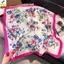 < YEI > Khăn trùm đầu bằng Satin vuông Silky 70cm Thiết kế hoa dành cho nữ Thời trang Tóc Ne Phụ kiện Quà tặng Mới