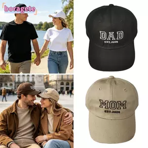 Mũ bóng chày BORAGETE DAD MOM, Mũ vịt giặt cổ điển, Thêu chữ thời trang có thể điều chỉnh Mũ bóng chày thông thường nam nữ