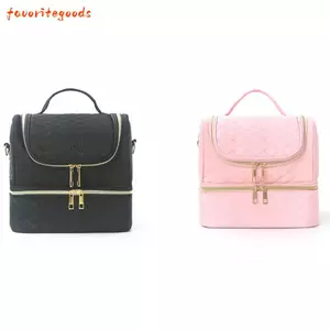 Túi lưu trữ FAVORITEGOODS, có dây đeo tay cầm Túi trang điểm du lịch bằng vải Polyester, Hộp đựng xe lửa trang điểm dung tích cao màu đen di động dành cho nam giới