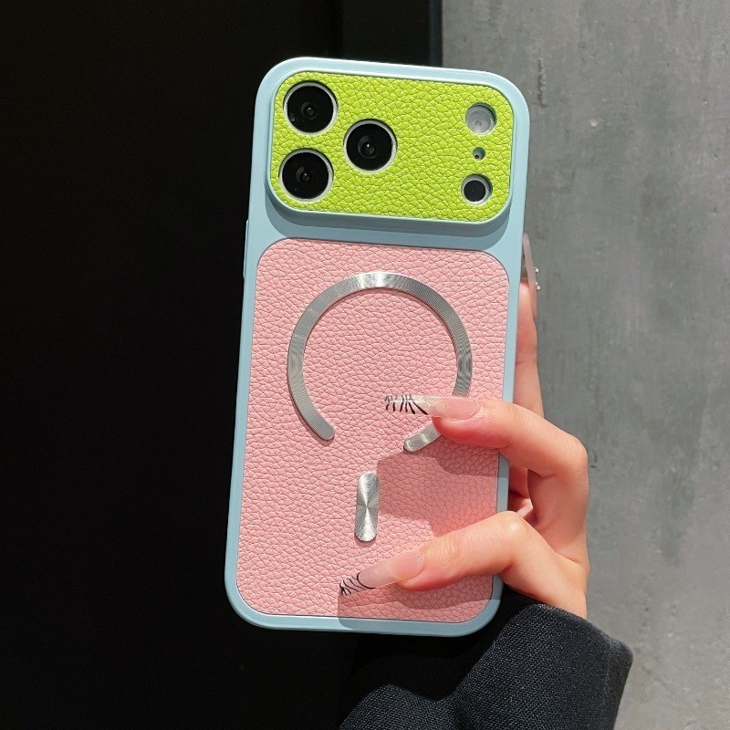 Ốp điện thoại từ tính bằng da họa tiết vải thiều sang trọng tức thì 17 Thích hợp cho iPhone 17 16 15 14 13 12 11 PRO MAX Ốp lưng