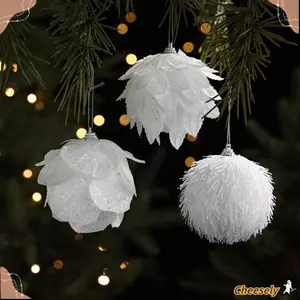 Bóng treo Giáng sinh GIÁ RẺ, Trang trí cây Giáng sinh Trang trí nhà Cửa Bọt Giáng sinh Bóng, Tiệc Giáng sinh vui vẻ Cánh hoa trắng Cây Giáng sinh treo Giáng sinh