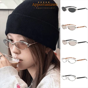 IAPPORTUNIA Retro Hình Bầu Dục Kính Mát, Khung Kim Loại UV400 Kính Chống Nắng Bảo Vệ, Thời Trang Punk Y2K Vintage Kính Mắt Nữ