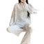 Đồ Ngủ Mùa Xuân Và Mùa Thu Cực Hot ới Đệm Ngực Quần Dài TVay Nữ Bộ Đồ Mặc Nhà Cổ Tròn Rộng Rãi Cổ Tròn Cotton Đám Mây