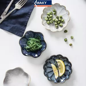 MAKY 1 Gốm te Món Ăn Hình Hoa Sứ Hạt Đĩa Đĩa Nhỏ Mini Tương Gia Vị Bộ Đồ Ăn Đồ Dùng Nhà Bếp VN
