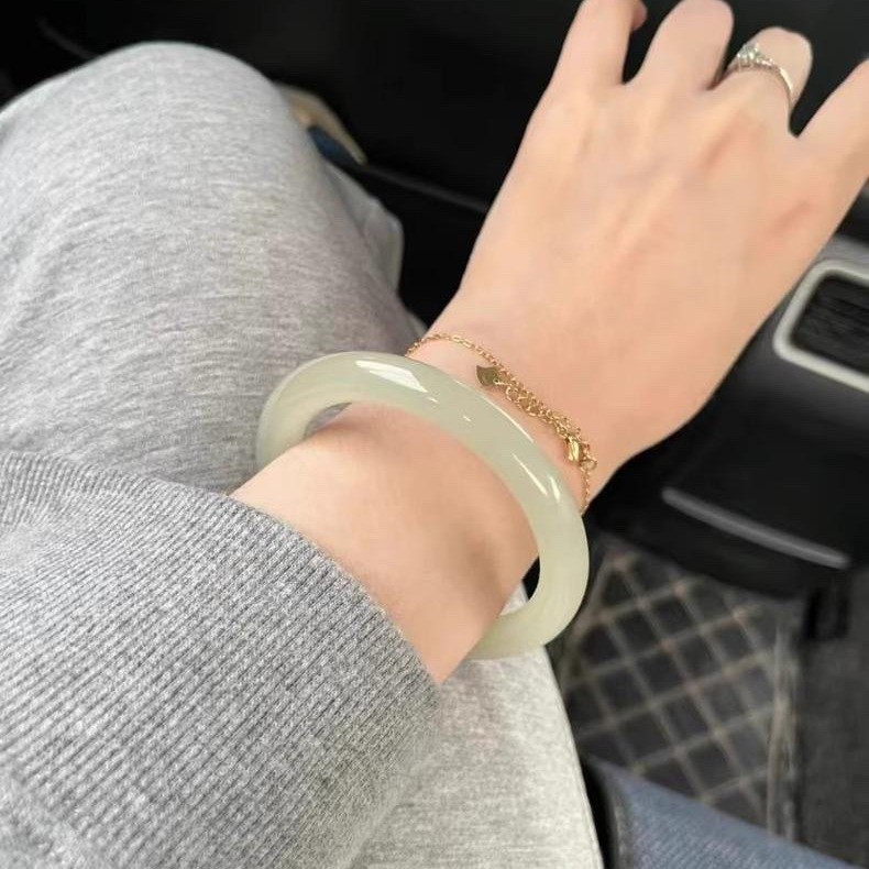 Vòng tay đá mắt mèo tròn ánh trăng trắng 12mm