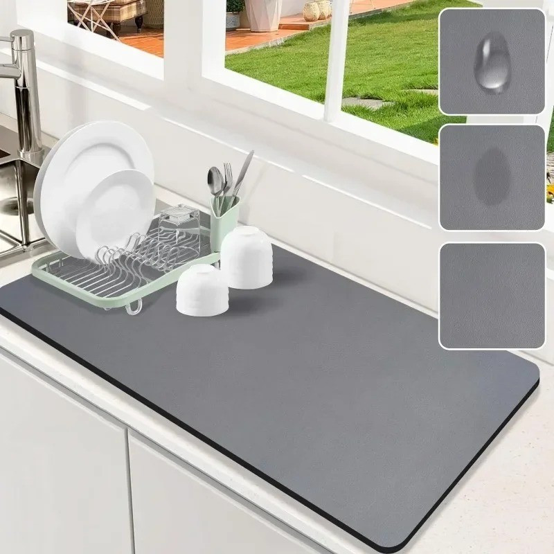 Thảm cà phê thấm khô nhanh / Thảm sấy bát đĩa chống trượt nhà bếp / Bộ đồ ăn để bàn Tấm thoát nước