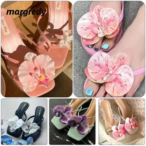 MARGREDY 1 Cặp Khóa Giày Hoa Bướm Cổ Tích Thái Lan, Thiết Kế Cá Tính Trang Trí Giày Phalaenopsis Xăng đan Hoa, Mô Phỏng Phụ Kiện Giày Hoa Ngọt Ngào