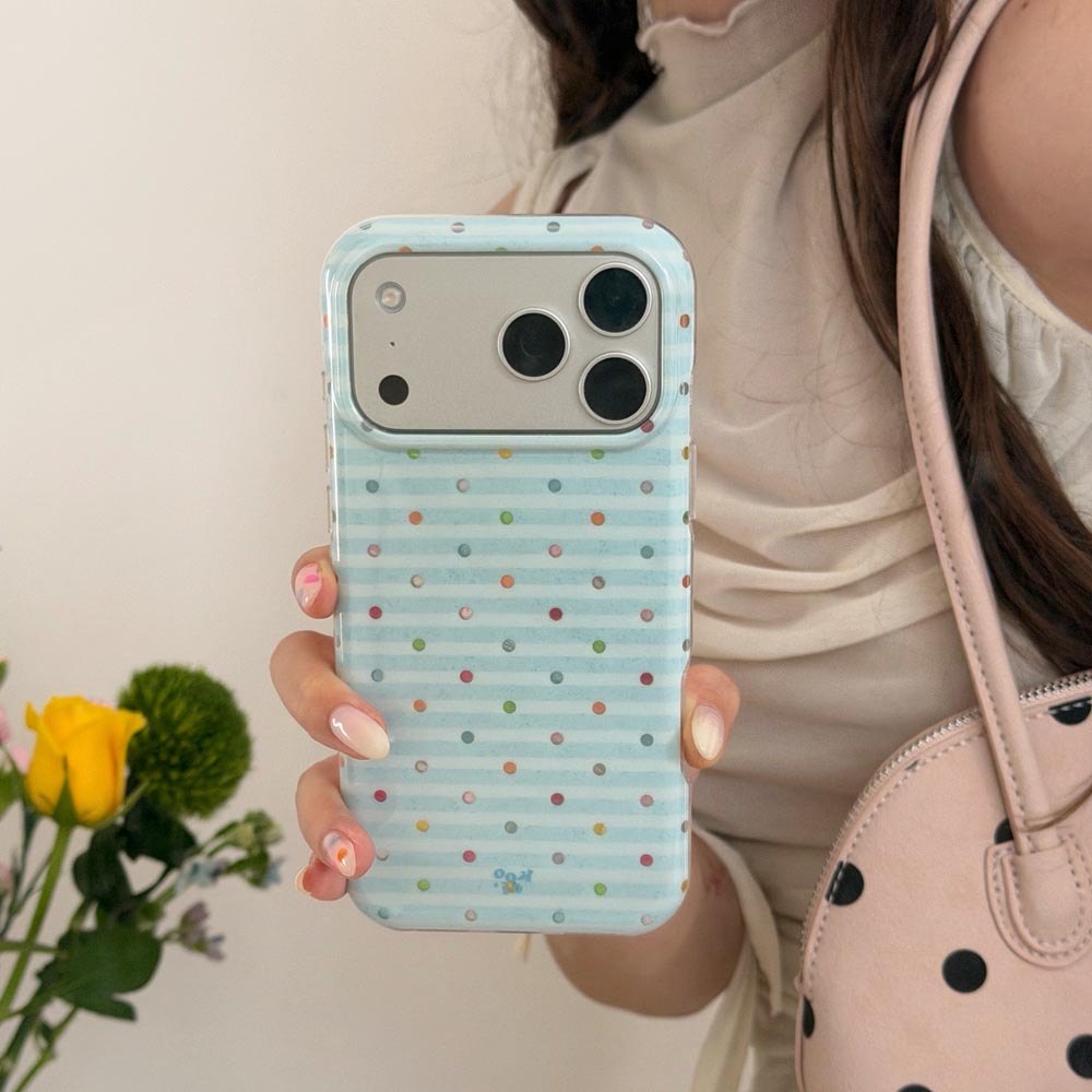 Vỏ cứng Tương thích với iPhone 13 14 14Pro 14ProMax 15 15Pro 15ProMax 16 16Pro 16ProMax 17 17Pro 17ProMax Ốp họa tiết chấm bi đầy màu sắc