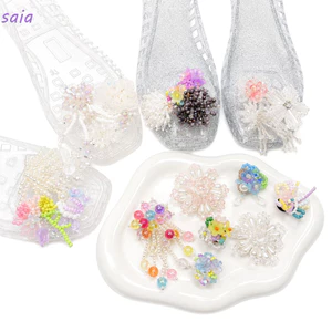 SAIA Pha Lê Giày Quyến Rũ, Dây Xích Hạt Hoa Tua Rua Làm Việc Nặng Kẹp Giày, Phong Cách Hàn Quốc Handmade Lấp Lánh Thanh Lịch Giày Thạch Quyến Rũ Mặc Hàng Ngày