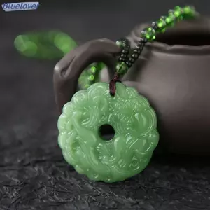 Bluelover Thời Trang Xanh Ngọc Khắc Tay Rồng Rỗng Ngọc Mặt Dây Chuyền Nelace Nhiều Màu Trung Quốc Bùa Nữ Mans Luy Trang Sức Quà Tặng Mới