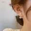 PNPIA- Bông tai đính hoa ngọc trai giả sang trọng phong cách Hàn Quốc / Thời trang nữ Trang sức thanh lịch Đồ trang trí đám cưới