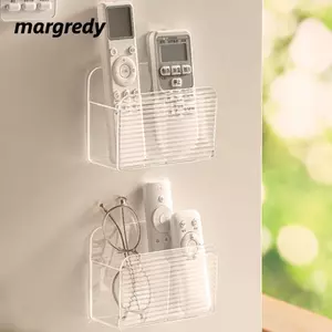 Hộp lưu trữ điều khiển từ xa MARGREDY, Kệ lưu trữ di động gia đình treo tường trong suốt, Quà tặng Kệ Acrylic đa chức năng lưới đôi