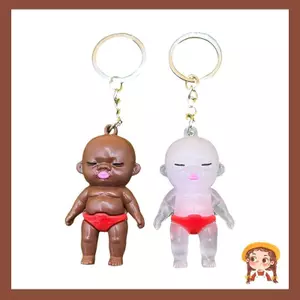 Móc khóa đổi màu vui nhộn Li với thiết kế búp bê màu đen cho ba lô và chìa khóa