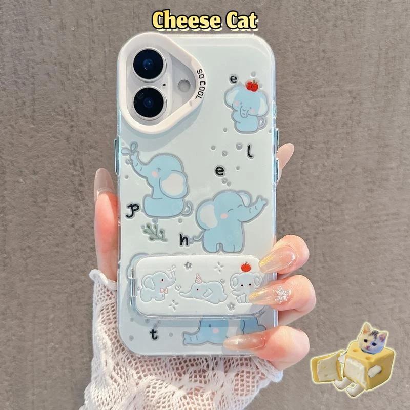 Ốp lưng điện thoại gương voi màu xanh cho iPhone 17 16 15 14 Plus 13 12 11 Pro Max XR Xs Max 7 Plus