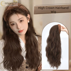 EDIWANY Tóc Tổng Hợp, Hình Chữ U Nối Dài Tóc Xoăn Đầu, Dễ Thương Tự Nhiên Dài Sóng Giả Nửa Tóc Giả Nữ