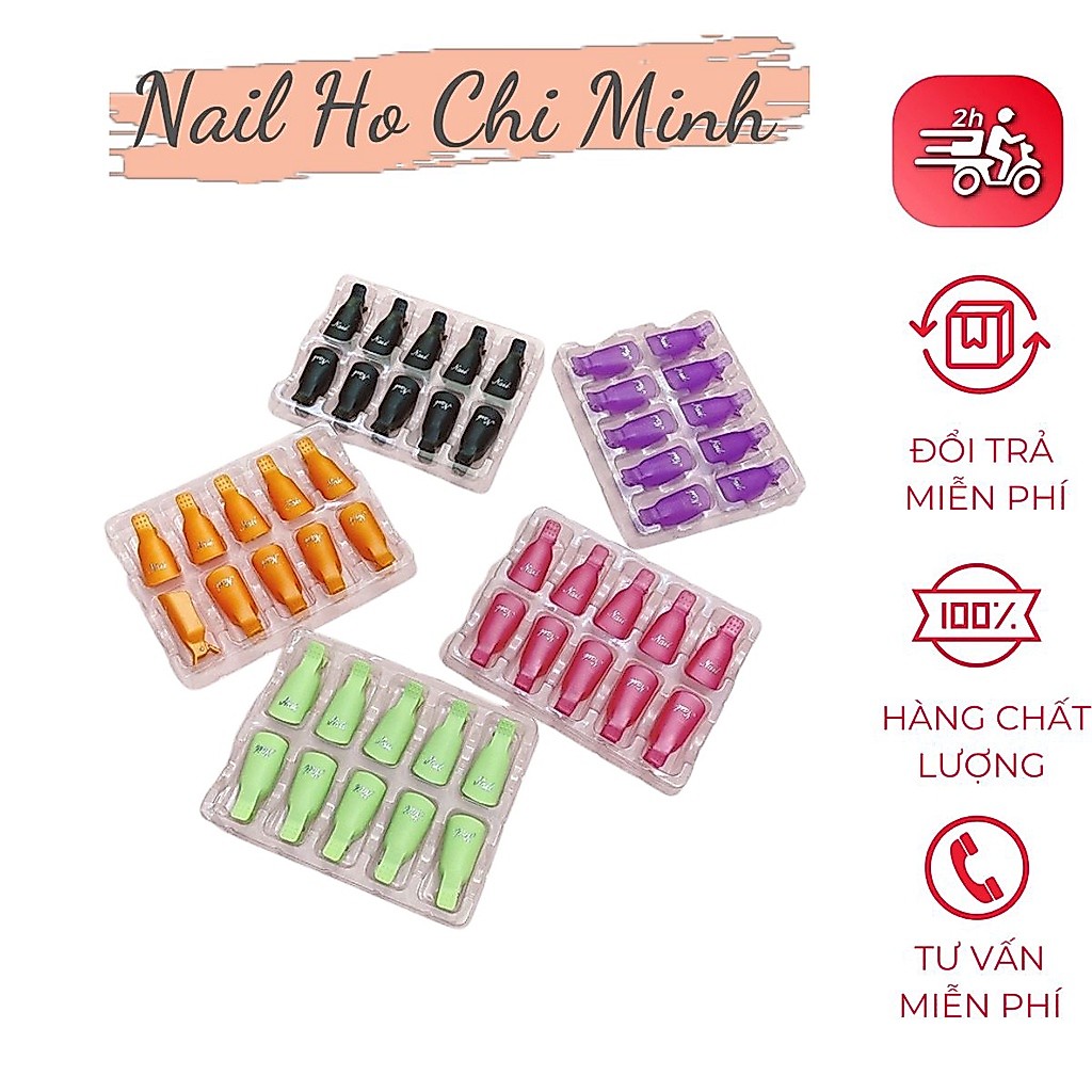 Kẹp ủ tháo gel móng tay - Bộ 10 kẹp nhựa bền chắc chuyên dụng cho dân làm móng