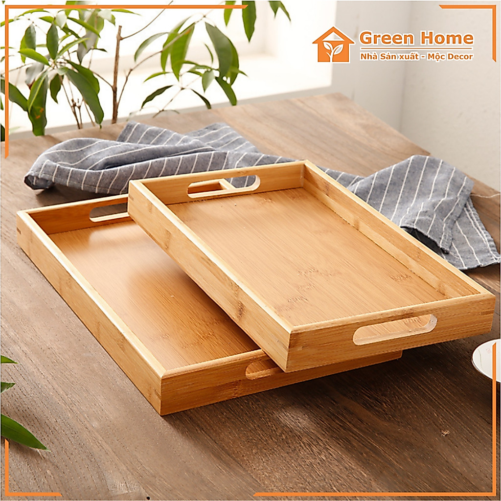Khay Gỗ Đa Năng Cao Cấp Có Tay Cầm Dày 4cm Dùng Để Bưng Bê Đồ Ăn Đồ Uống Nhà Hàng, Khách Sạn, Cafe