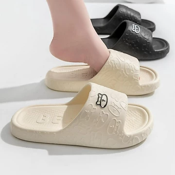 Dép quai ngang nữ dép bánh mì chất liệu eva độn đế đi mưa chống trơn trượt rất tốt in hình gấu unisex-giày dép 97