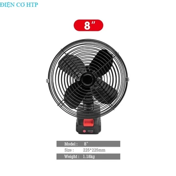 Quạt Pin Tích Điện MAKITA, Quạt Chạy Pin Tích Điện 8 Inch Để Bàn , Làm Mát Cực Nhanh, (quạt đen ), ĐIỆN CƠ HTP