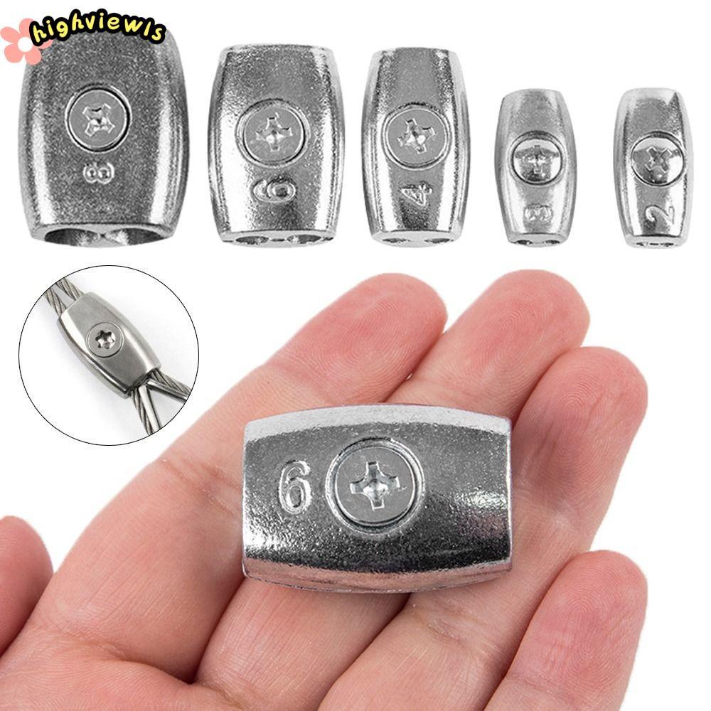 HIGHVIEWLS 1 Dây tay áo, Kẹp cáp hợp kim kẽm 2 / 3 / 4 / 6 / 8mm, Phần cứng bạc Đôi lỗ kẹp dây Ferrules Dây thép