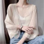 VN Thích hợp cho Áo len chống nắng chất liệu voan cỡ lớn dành cho nữ, Phong cách thanh lịch nhẹ nhàng, Áo mỏng dáng rộng, Khăn choàng ngắn phong cách.